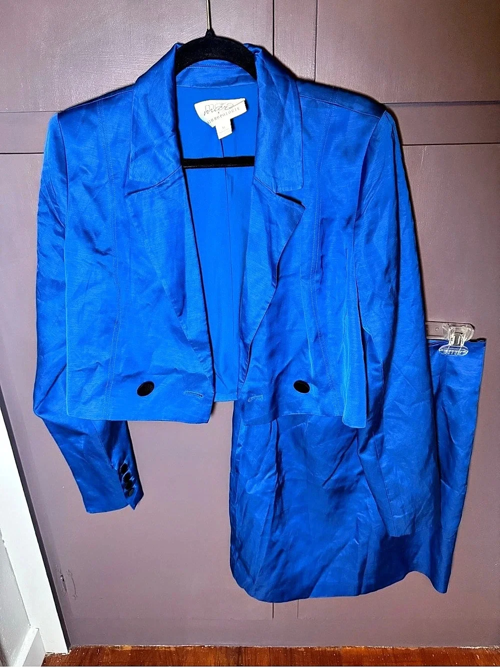 Anthropologie Blue Blazer & Mini Skirt Set Size Medium